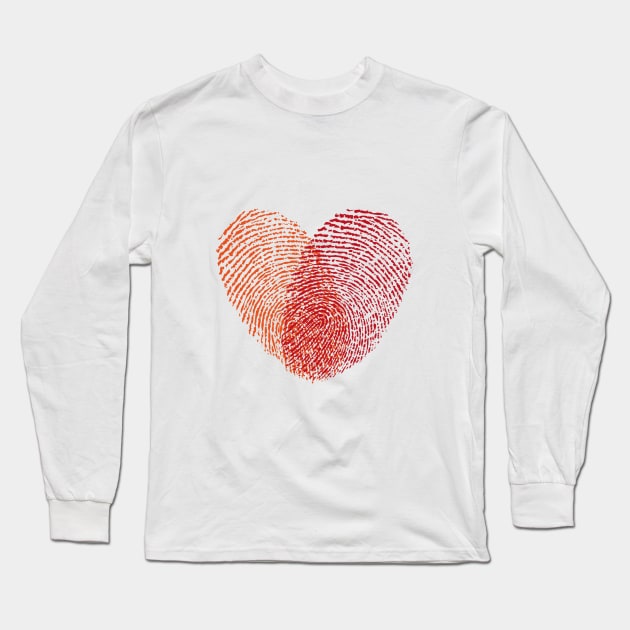 red fingerprint heart Long Sleeve T-Shirt by beakraus